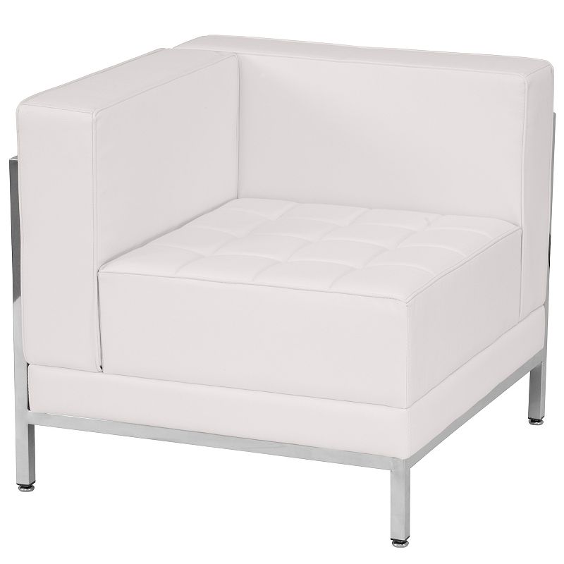 Flash Furniture HERCULES Imagination Series Contemporary Melrose White LeatherSoft Left Corner Chair with Encasing Frame