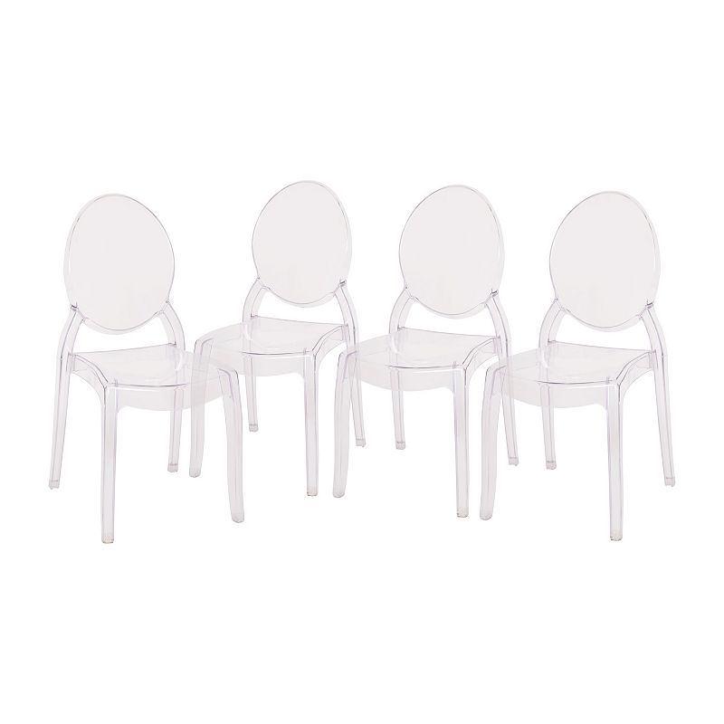 Flash Furniture Revna Transparent Crystal Banquet & Event Ghost Chairs 4-pi