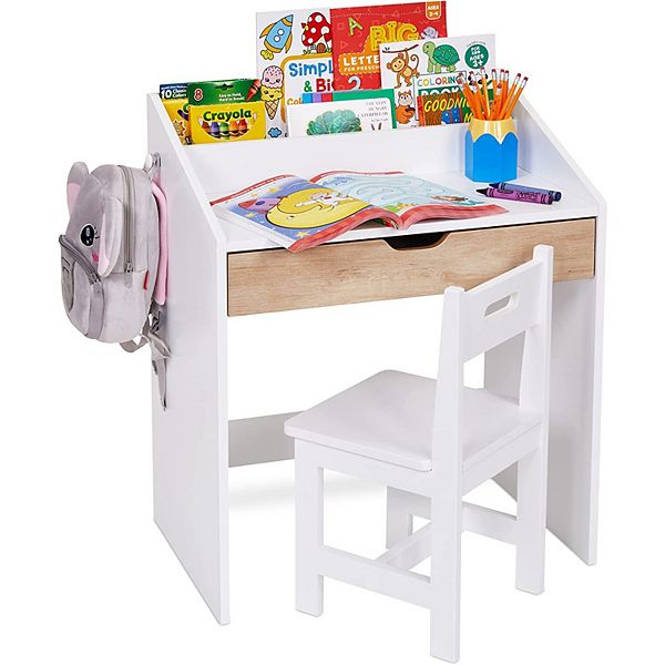mere laser Raincoat Lil' Jumbl Toddler Wooden Kids Desk and Chair Set, With Writing Table
