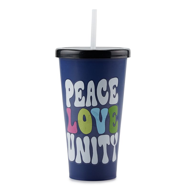 Bioworld 20-oz. Black History Month Peace Love Unity Cup with Straw, Med Bl