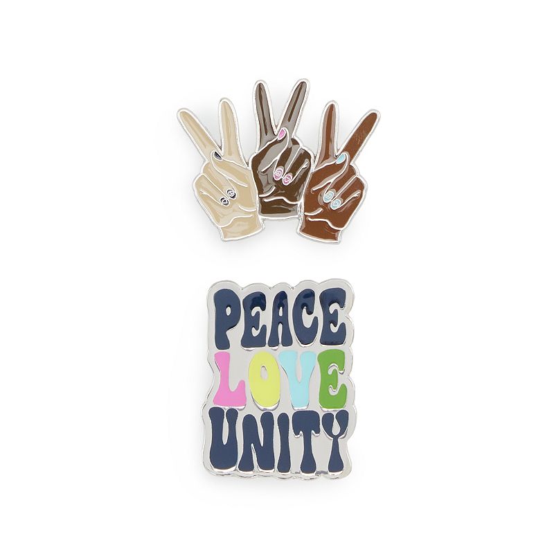 Bioworld 2-pk. Black History Month Peace Love Unity Enamel Pin Set, Mens, 
