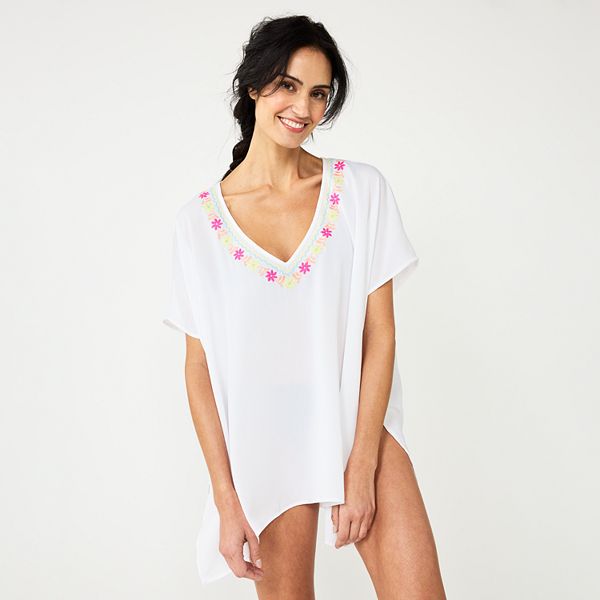 Women's Freshwater Embroidered Swim CoverUp Tunic