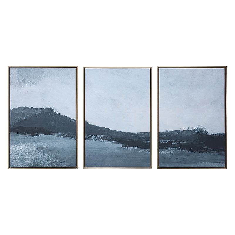 Gallery 57 Abstract Mountain Floating Frame Canvas Wall Art, Blue