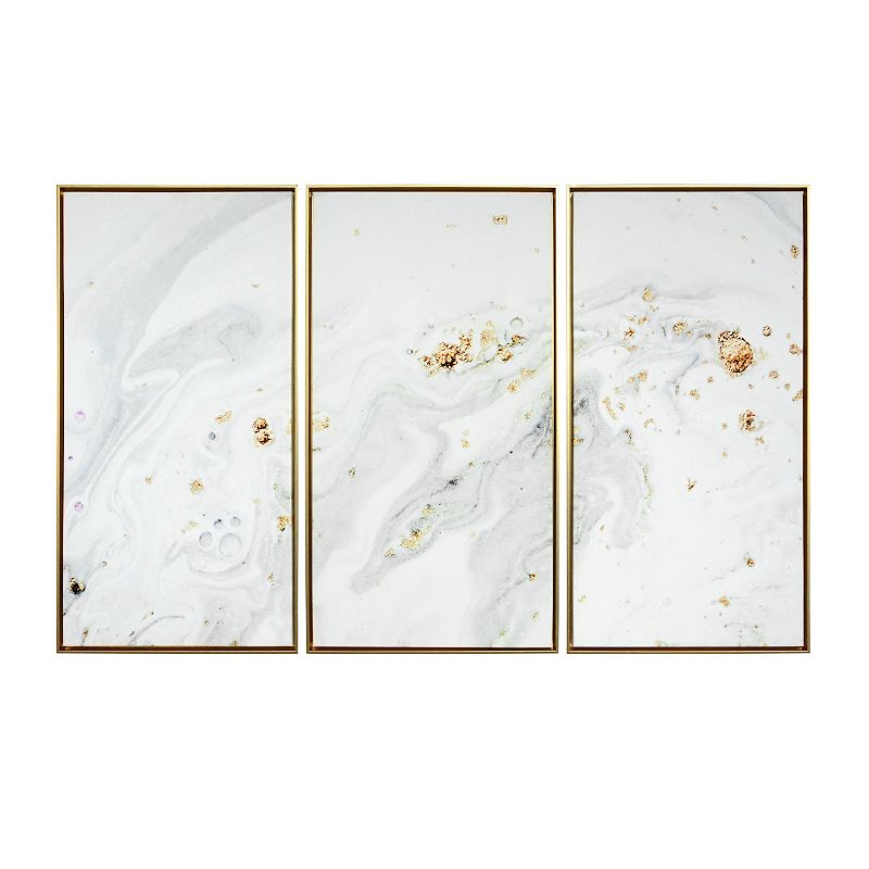 Gallery 57 White Marble Floating Framed Canvas Wall Art