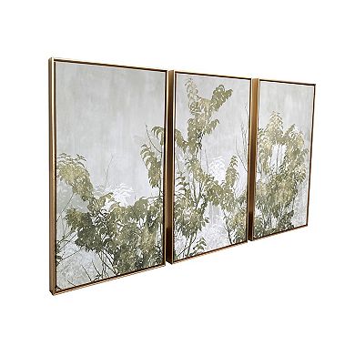 Gallery 57 Greige Leaves Floating Frame Canvas Wall Art