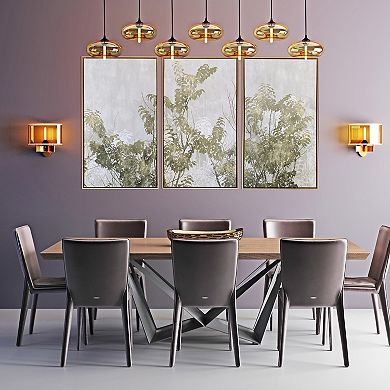 Gallery 57 Greige Leaves Floating Frame Canvas Wall Art