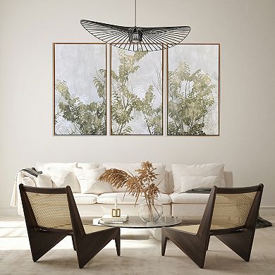 Gallery 57 Greige Leaves Floating Frame Canvas Wall Art