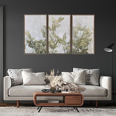 Gallery 57 Greige Leaves Floating Frame Canvas Wall Art