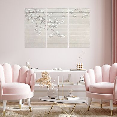 Gallery 57 Birds And Blossoms Print On Planked Wood Wall Art