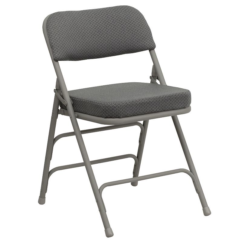 Flash Furniture HERCULES Series Premium Curved Triple Braced & Double Hinged Gray Fabric Metal Folding Chair