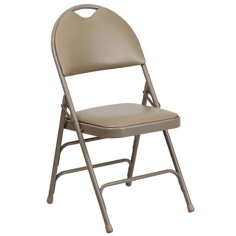 Flash Furniture Hercules Series Ultra-Premium Folding Chair, Beig/Green