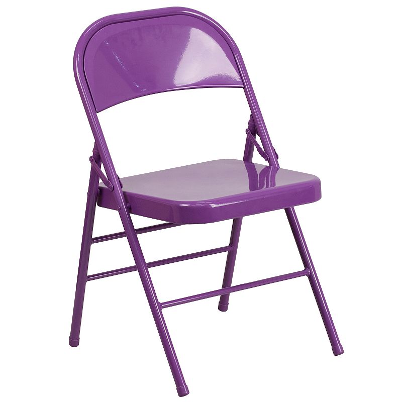 Flash Furniture - Hercules Metal Upholstered Folding Chair - Impulsive Purple 4 pcs. 