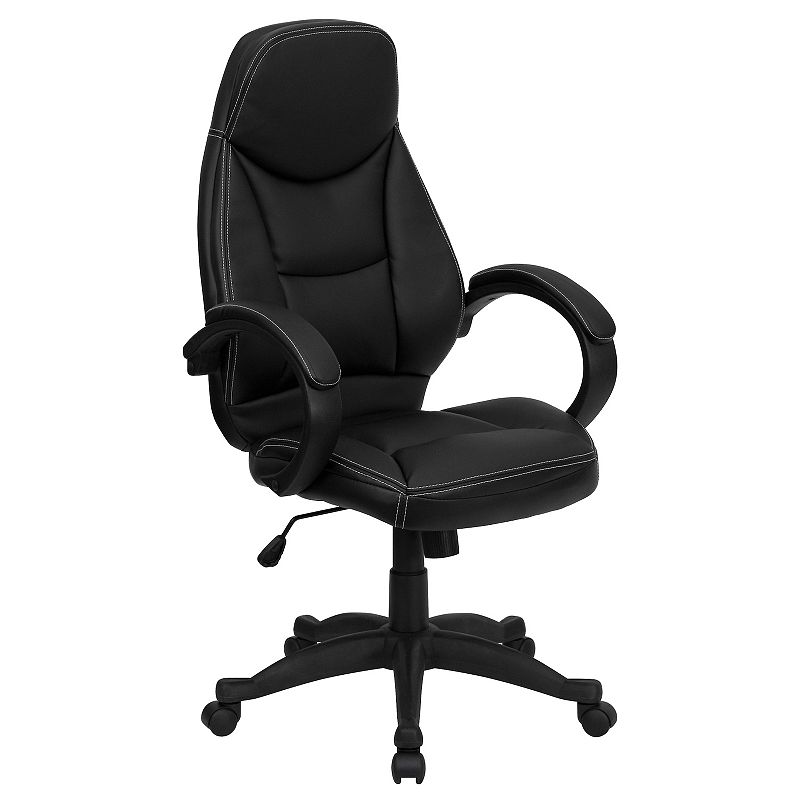 Flash Furniture Leonard Faux Leather Swivel Office Chair, Black