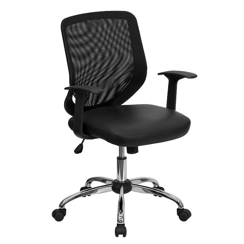 Flash Furniture Norris Faux Leather Swivel Office Chair, Black