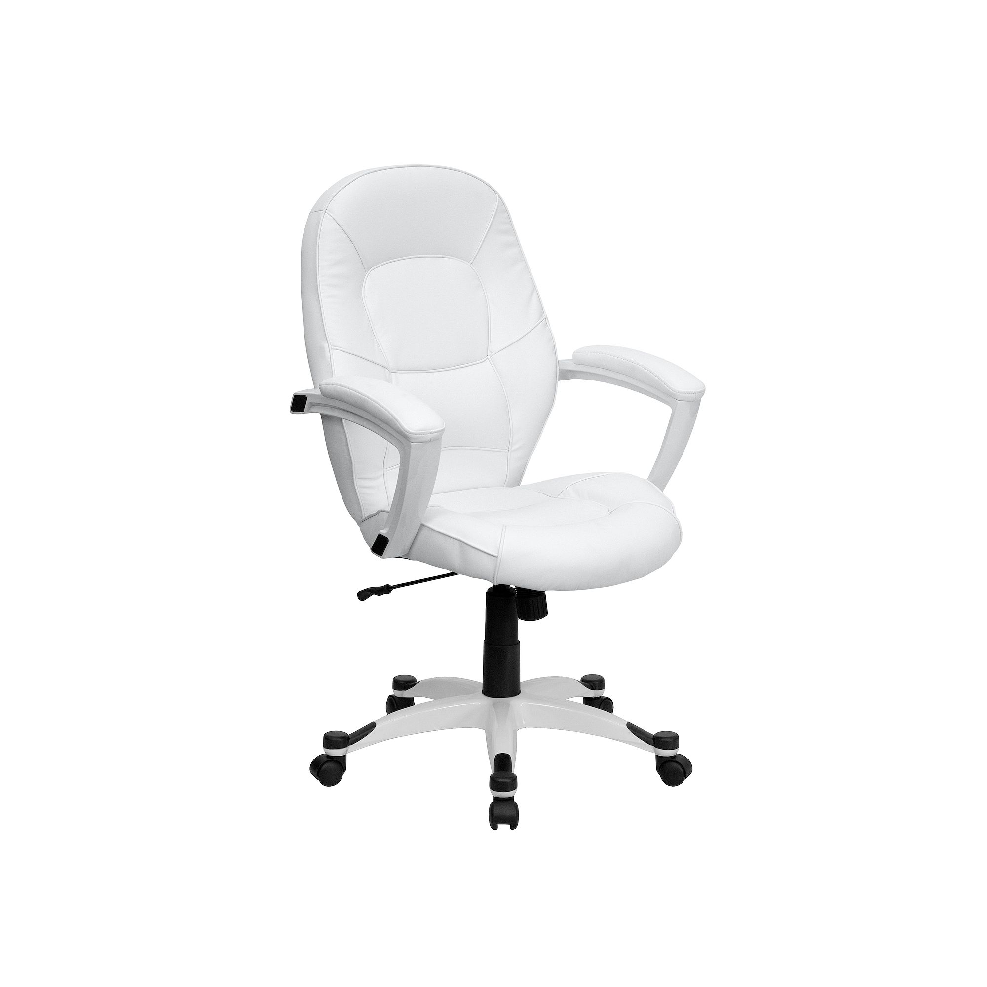 Flash Furniture Quincey Faux Leather Swivel Office Chair, White