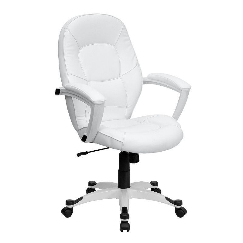 Flash Furniture Quincey Faux Leather Swivel Office Chair, White