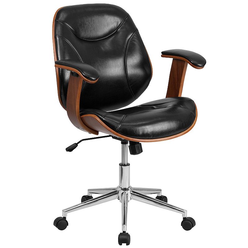 Flash Furniture Tansia Faux Leather Swivel Office Chair, Black