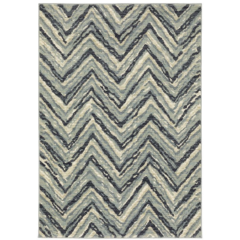 StyleHaven Salinas Industrial Chevron Area Rug, Blue, 10X13 Ft
