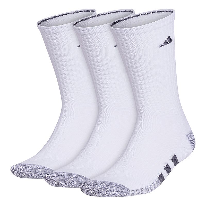 Mens adidas Cushioned 3.0 3-Pack Crew Socks, Size: 6-12, White
