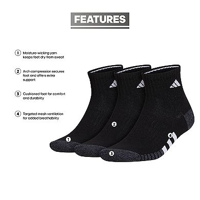 Big & Tall adidas 3-Pack Cushioned 3.0 Quarter Socks XL 12-15