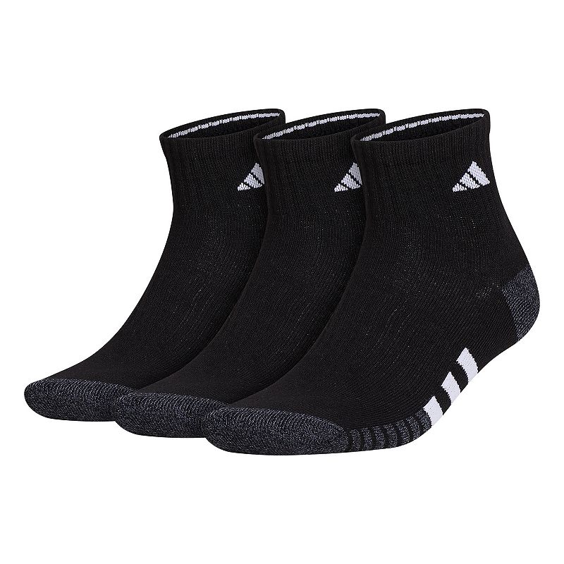 Mens adidas Cushioned 3.0 3-Pack Quarter Socks, Size: 12-15, Black