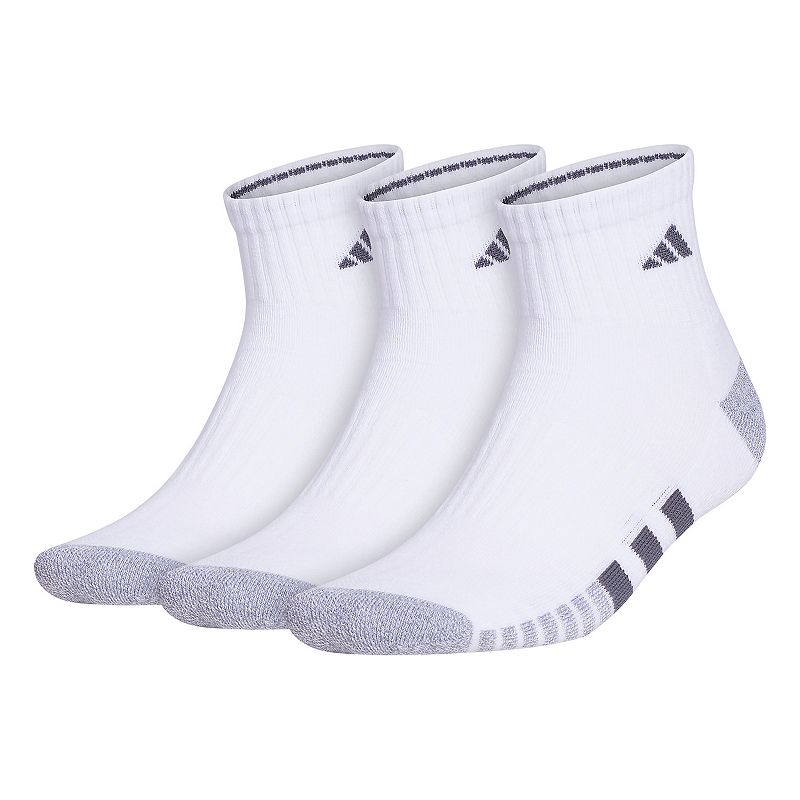 Mens adidas Cushioned 3.0 3-Pack Quarter Socks, Size: 12-15, White