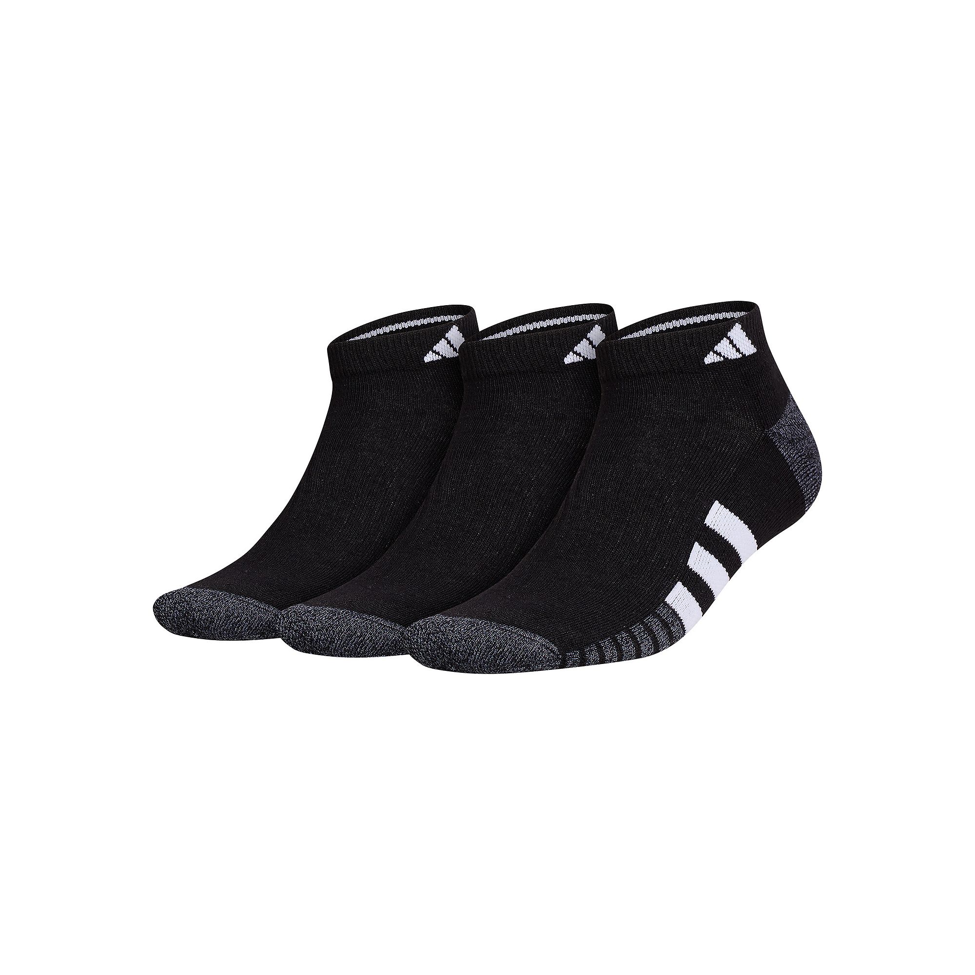 Mens adidas Cushioned 3.0 3-Pack Low Cut Socks, Size: 12-15, Black