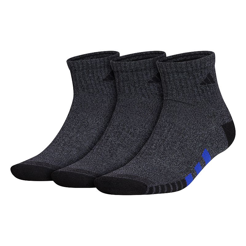 Mens adidas Cushioned 3.0 Color 3-Pack Quarter Socks, Size: 6-12, Black