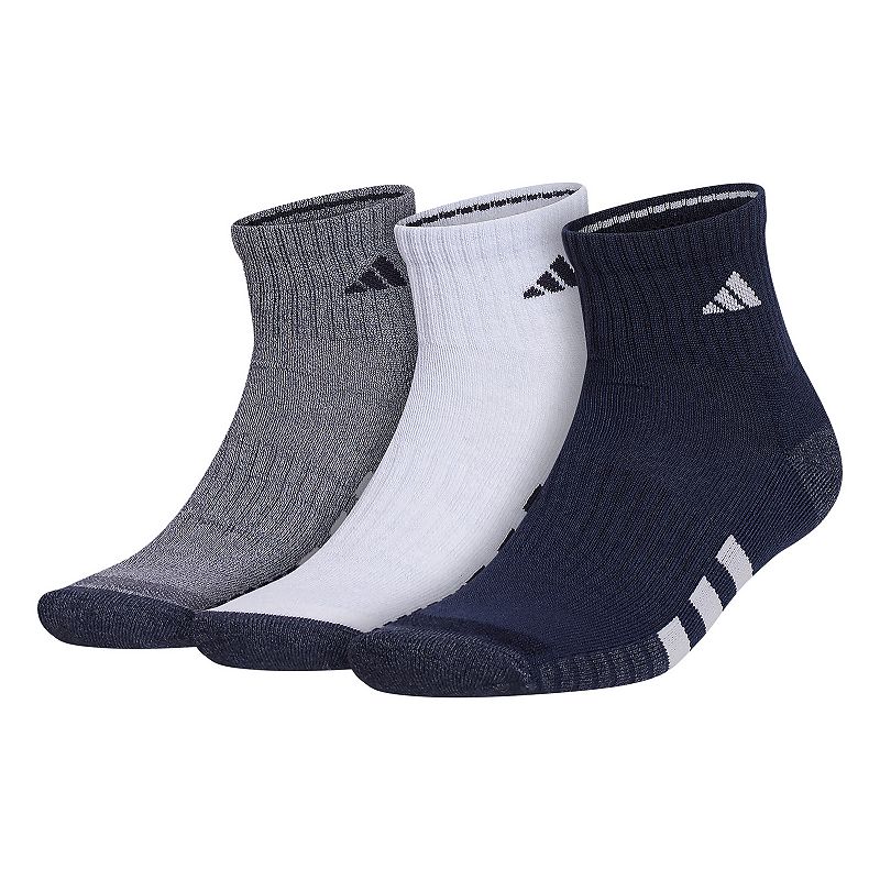 Mens adidas Cushioned 3.0 Color 3-Pack Quarter Socks, Size: 6-12, Blue