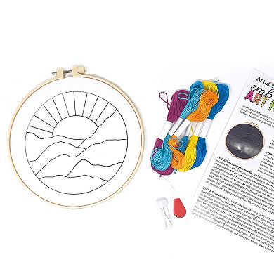 Art 101 Crafts Embroidery Art Kit with 3 Embroidery Hoops and Designs