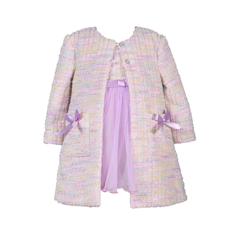 Toddler Girl Bonnie Jean Dress & Boucle Coat Set, Toddler Girls, Size: 2T,