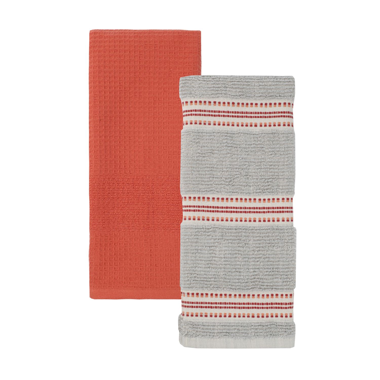 5pk Microfiber Waffle Kitchen Towel And Dish Cloth Set Orange - Mu