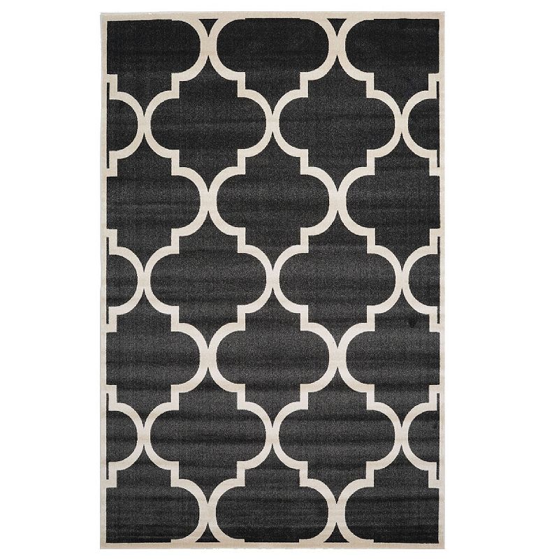 Unique Loom Austin Trellis Rug, Black, 8Ft Rnd