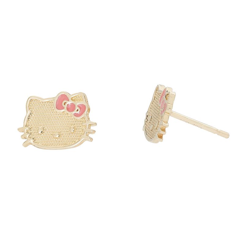 Hello Kitty 10k Gold Stud Earrings, Womens, Yellow