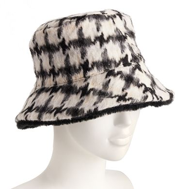 Women's Nine West Reversible Houndstooth Faux Fur Bucket Hat