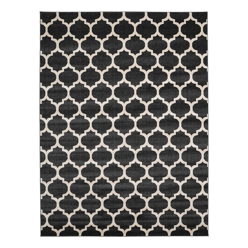 Unique Loom Philadelphia Trellis Rug, Black, 10Ft Rnd