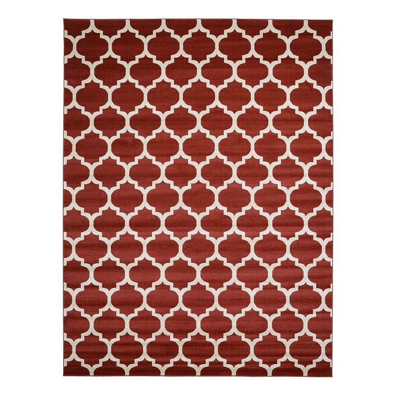 Unique Loom Philadelphia Trellis Rug, Red, 12Ft Rnd