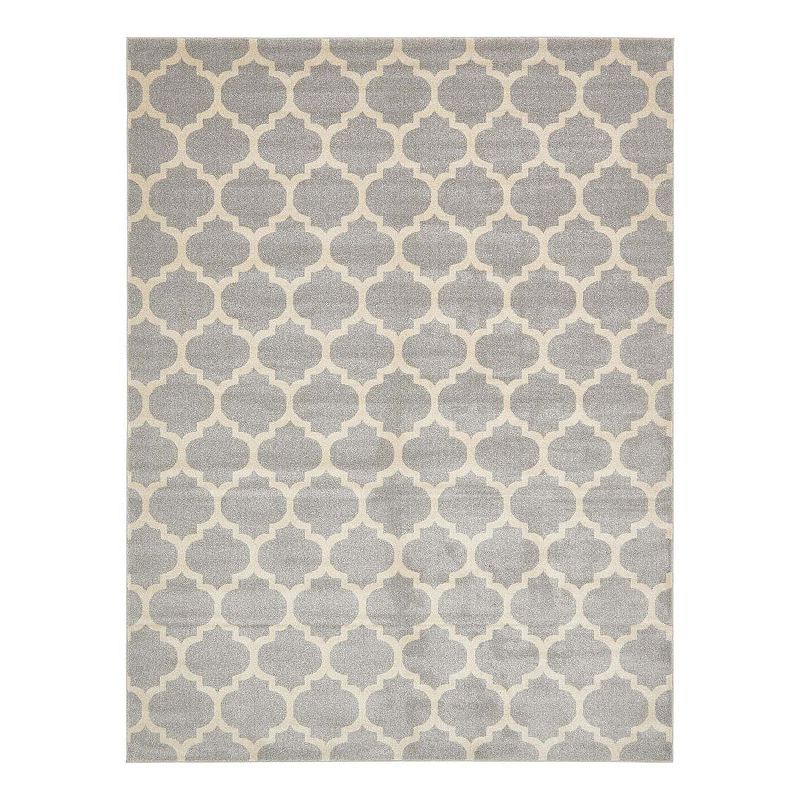 Unique Loom Philadelphia Trellis Rug, Light Grey, 12Ft Rnd