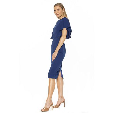 Women's ALEXIA ADMOR Flutter Midi Sheath Dress