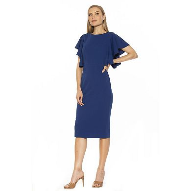 Women's ALEXIA ADMOR Flutter Midi Sheath Dress