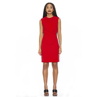 Women's ALEXIA ADMOR Crewneck Pleated Sheath Dress