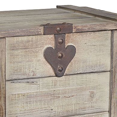 Household Essentials Antiqued Wooden Home Storage Trunk