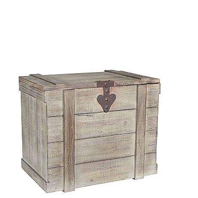 Household Essentials Antiqued Wooden Home Storage Trunk