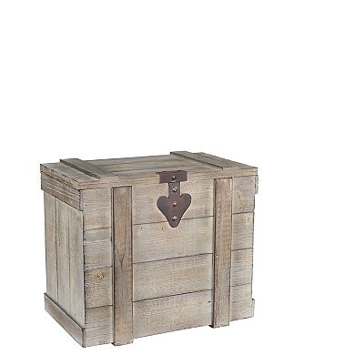 Household Essentials Antiqued Wooden Home Storage Trunk