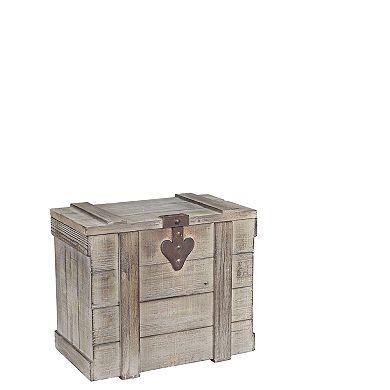 Household Essentials Antiqued Wooden Home Storage Trunk