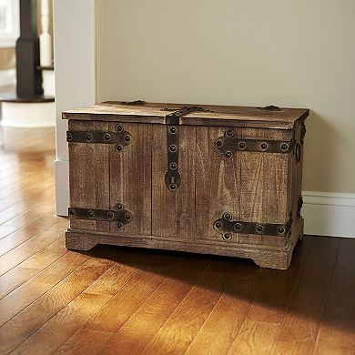 Household Essentials Aged Victorian Wood Trunk