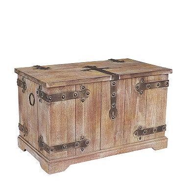 Household Essentials Aged Victorian Wood Trunk