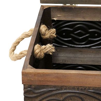 Household Essentials Wood & Embossed Metal Trunk