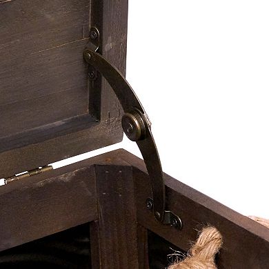 Household Essentials Wood & Embossed Metal Trunk