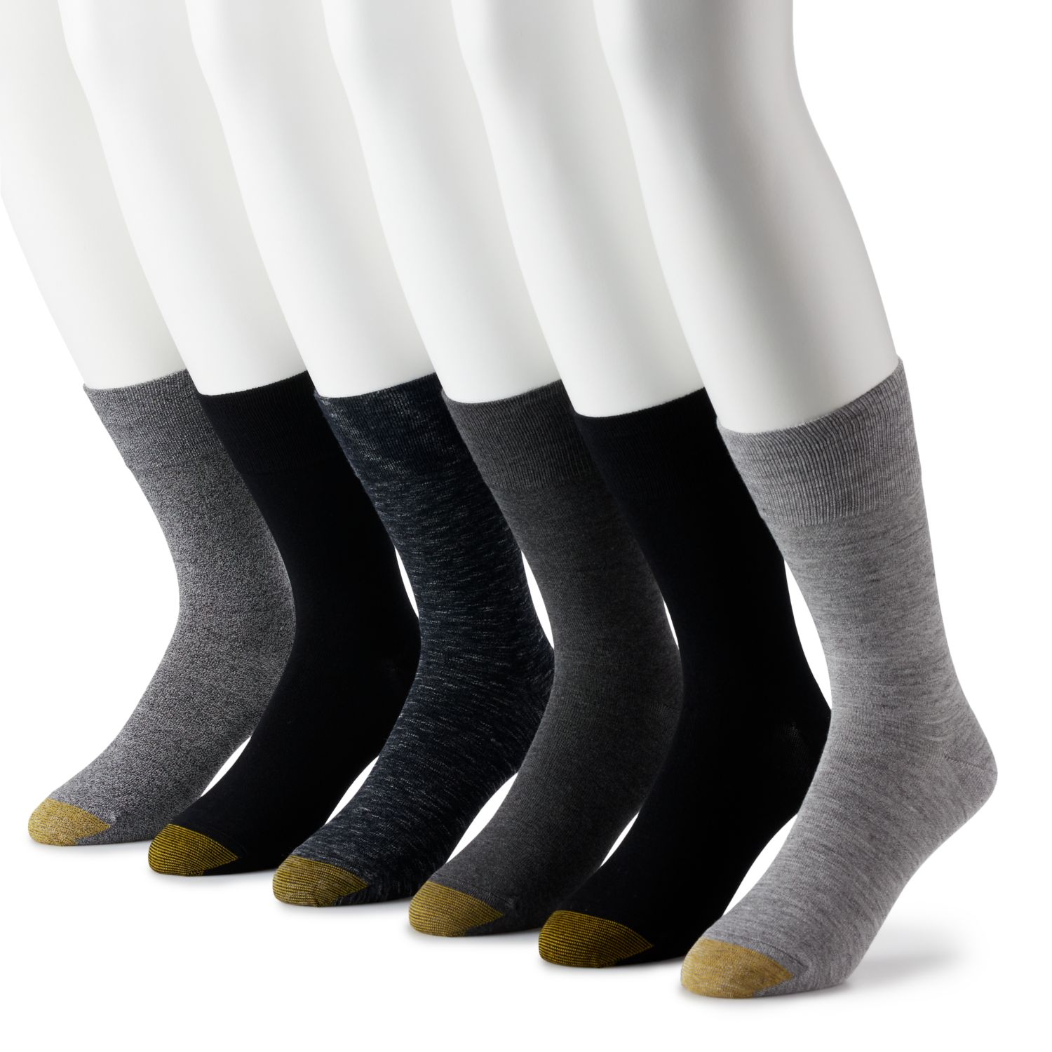 Men S GOLDTOE 6 Pack Cambridge Crew Socks   5921792 Gray Marl